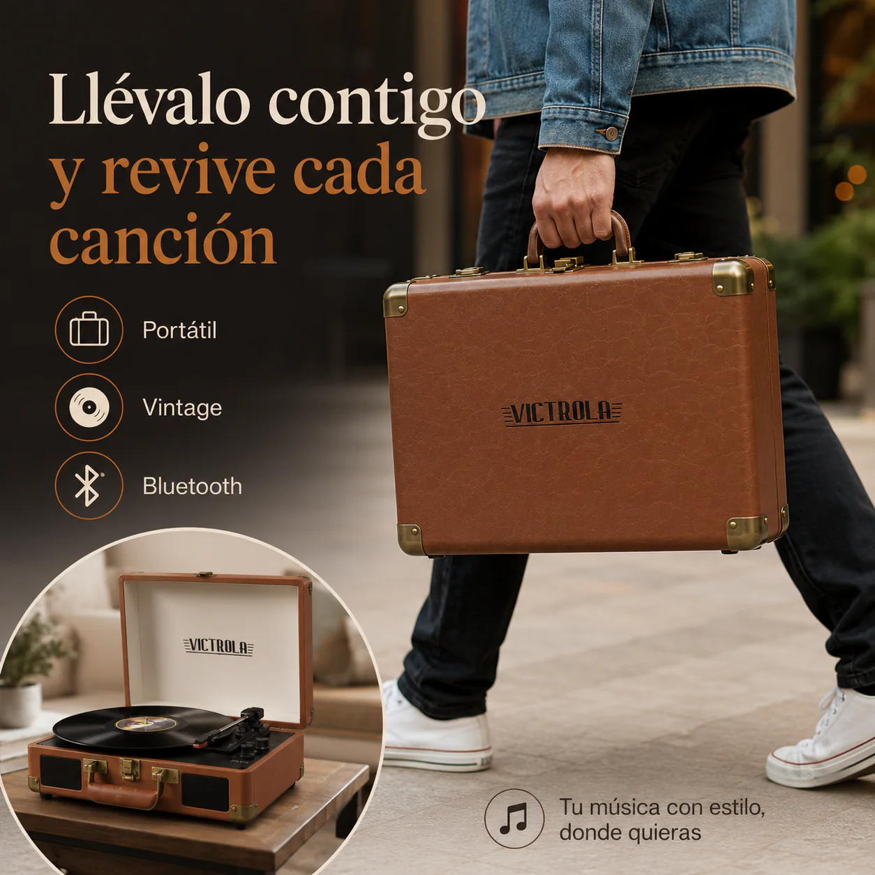 🎵Tocadiscos Vintage RetroSound Bluetooth – Portátil con Altavoces Integrados - Image 3