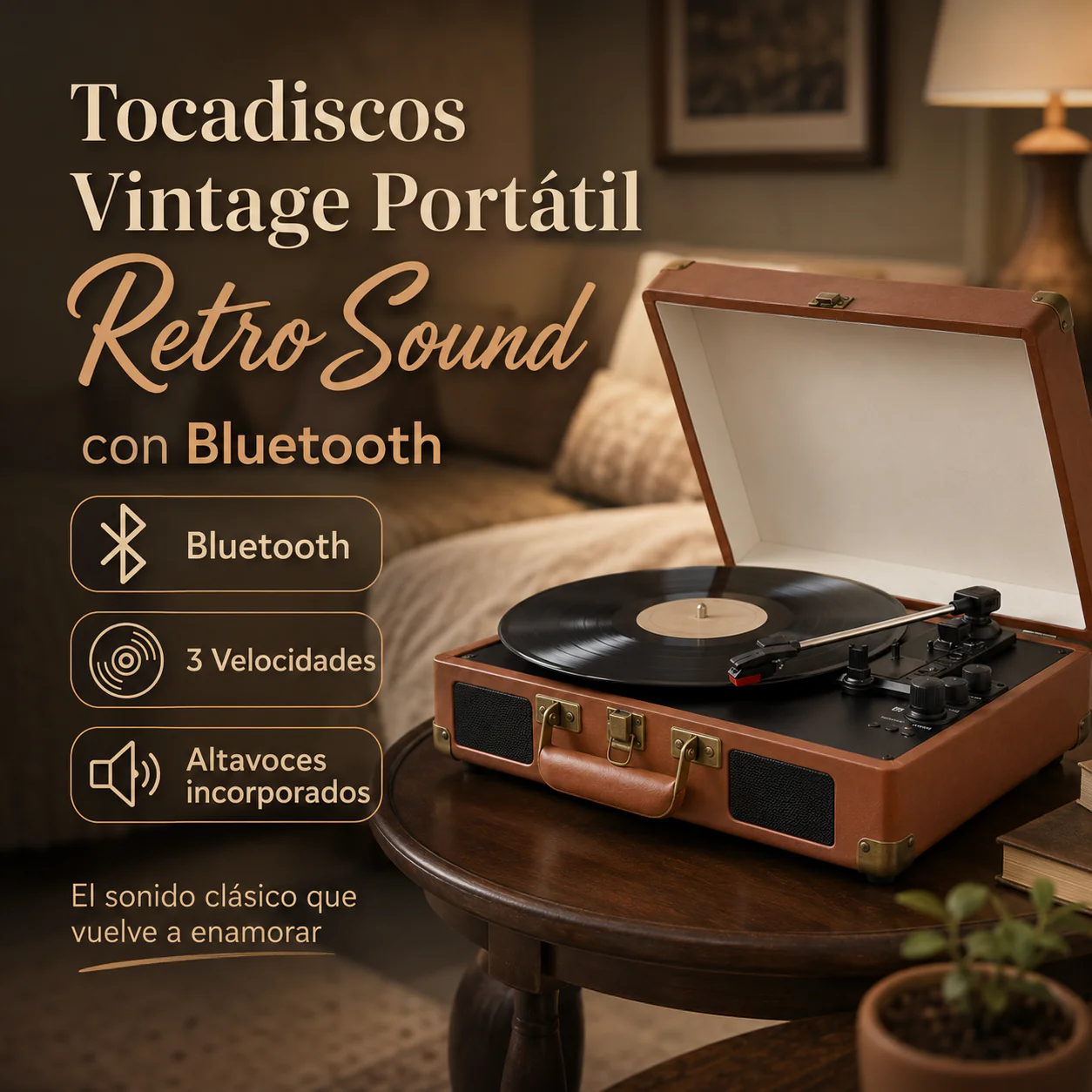 🎵Tocadiscos Vintage RetroSound Bluetooth – Portátil con Altavoces Integrados - Image 5