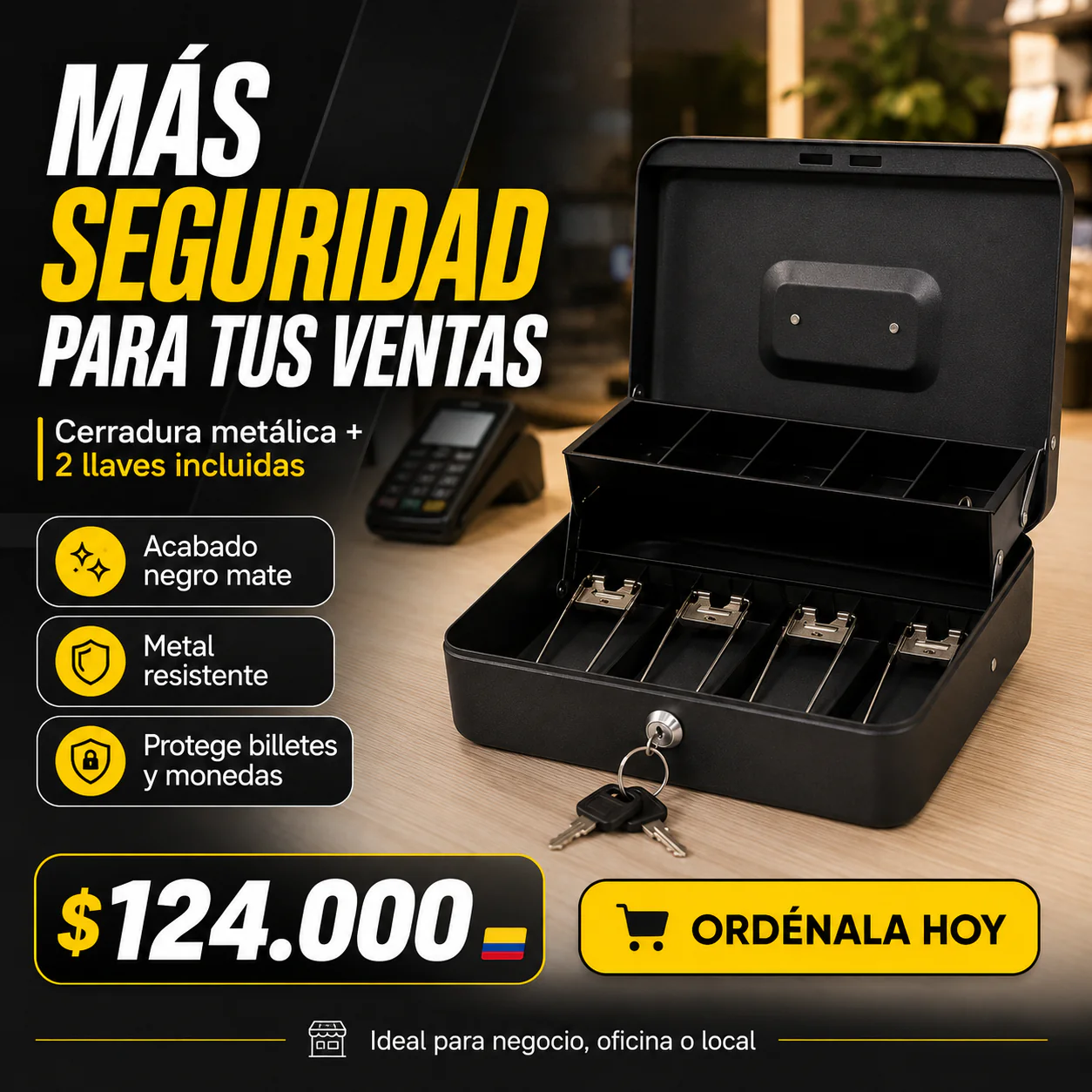 Caja de almacenamiento de efectivo con cerradura TT