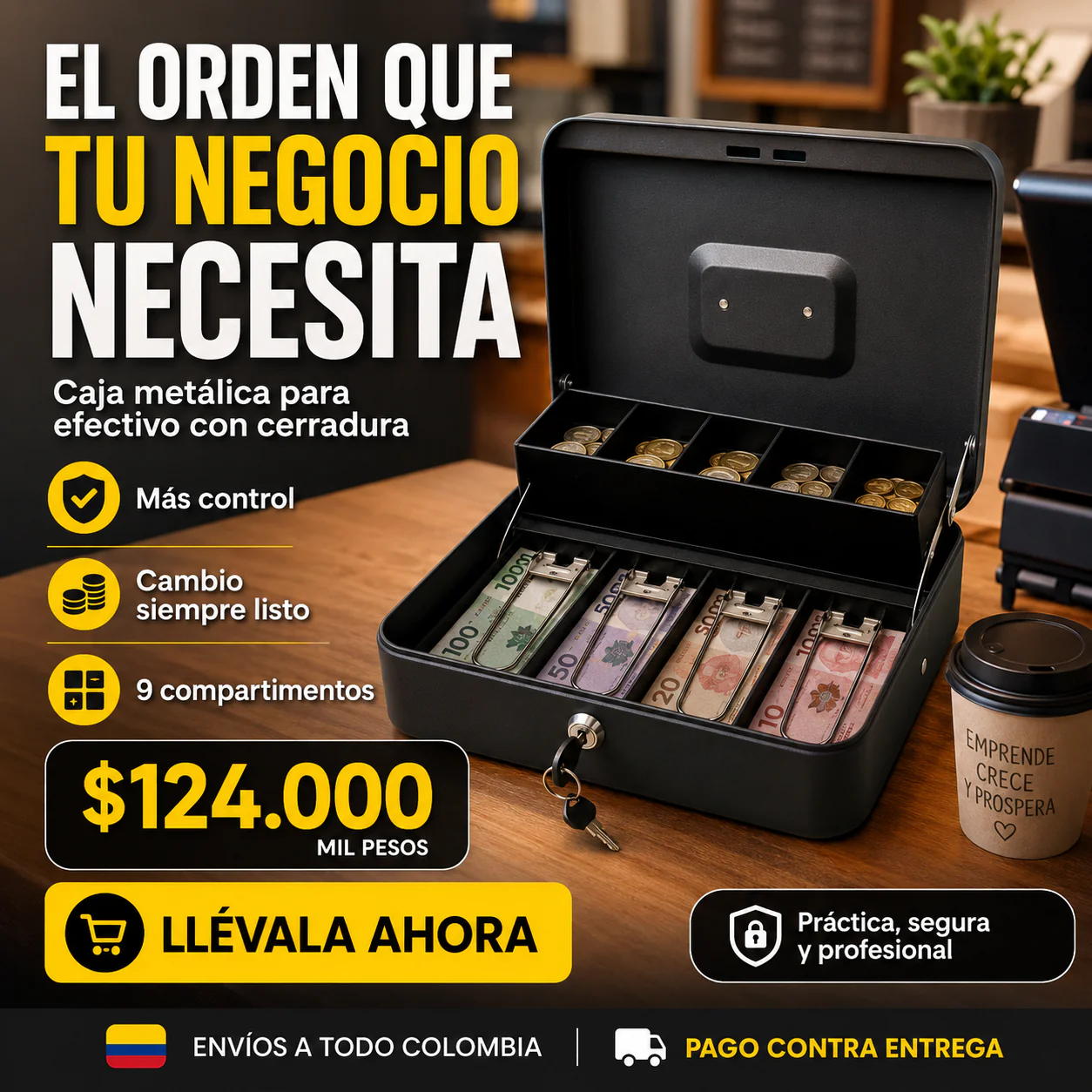 Caja de almacenamiento de efectivo con cerradura TT - Image 2