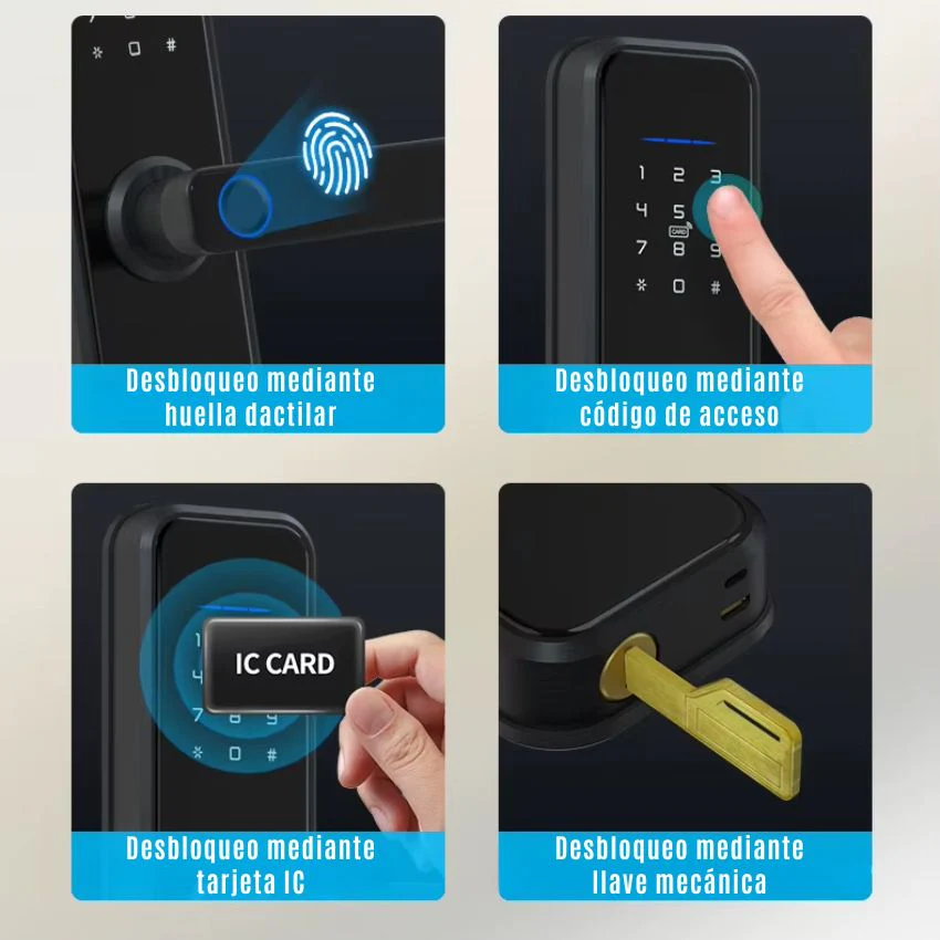 Cerradura Inteligente Con huella, pin, wifi, llave y tarjeta (TT) - Image 5