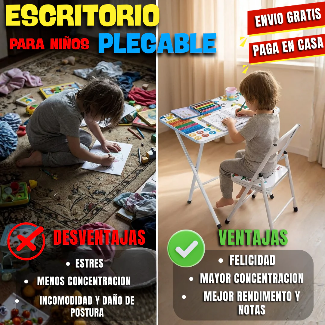 Combo Escritorio Plegable + Silla Infantil PREMIUM UNISEX TT - Image 5