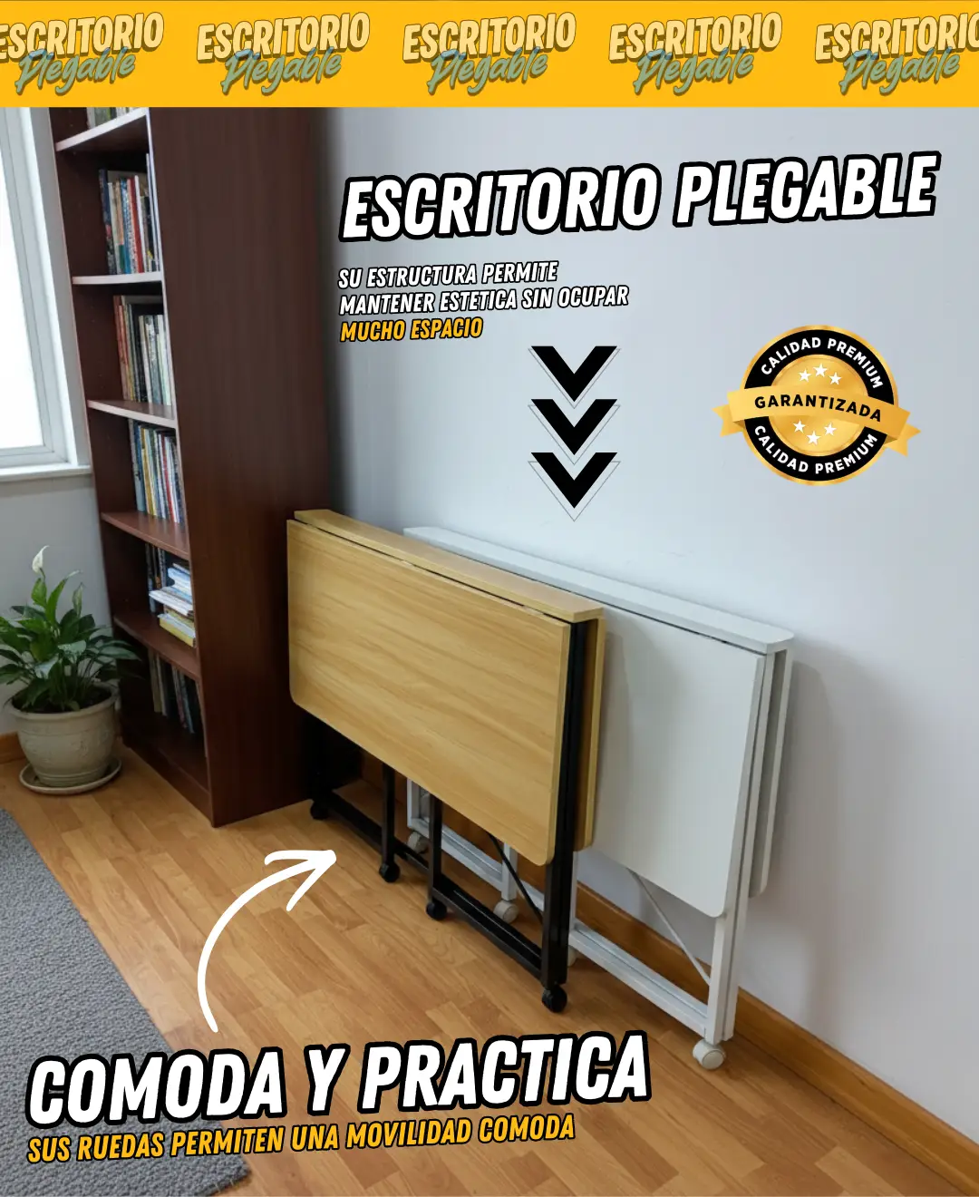 Escritorio Móvil Plegable Madera & Metal PREMIUM - Image 6