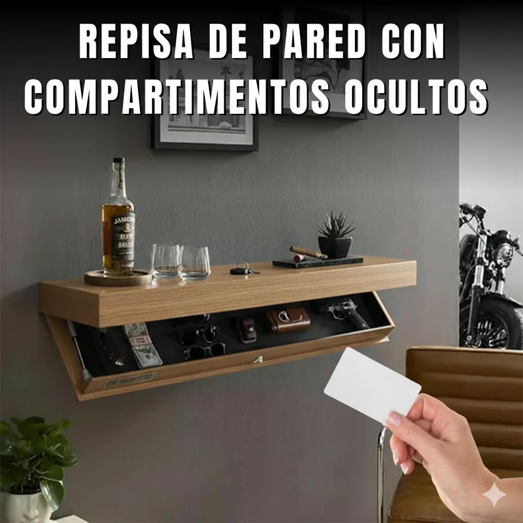 Repisa Flotante Antirrobo con Cajón Oculto y Sistema Electrónico con Tarjeta (50cm X 25cm X8cm) - Image 4