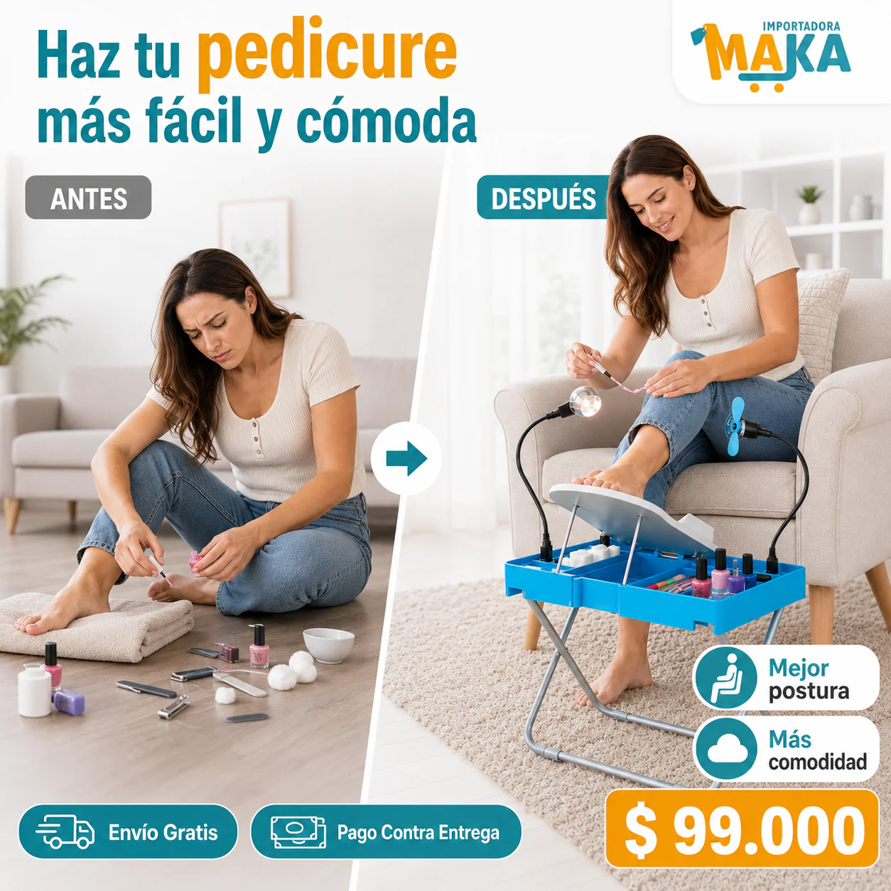 💅 Estación Plegable de Uñas 4 en 1: Pedicure, Lámpara, Lupa y Ventilador ✨ - Image 2